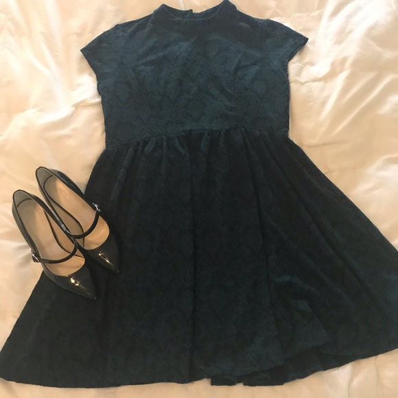 Xhilaration Dresses & Skirts - Green Jacquard dress with high neck Xhilaration L